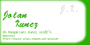 jolan kuncz business card